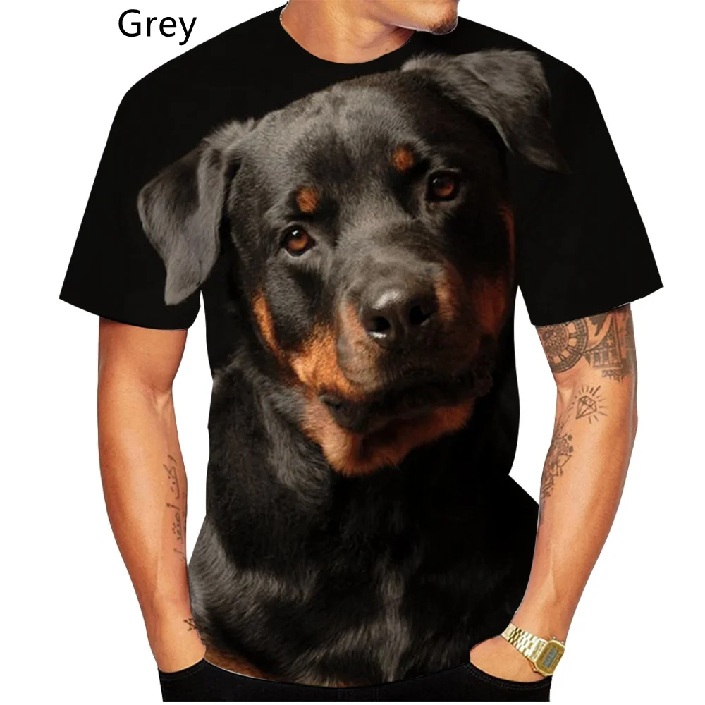 2022 Yaz Yeni Tasarım Sevimli Evcil Köpek Rottweiler 3D Baskı Erkek ve Kadın T-shirt