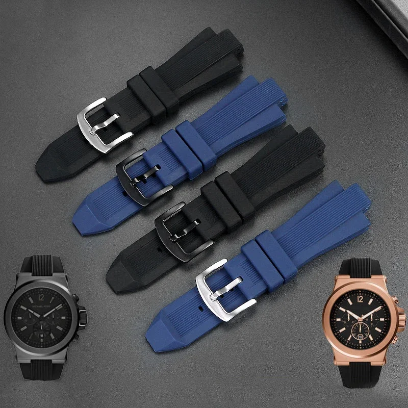 29mm * 13mm Premium lastik saat kayışı Michael Kors İçin MK9019 MK8295 MK8492 MK9020 erkek Mavi siyah saat Kayışı