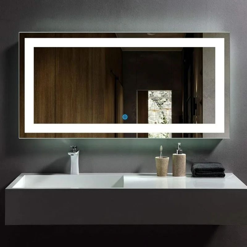 Banyo için Led Ayna,makyaj masası aynası 48x24 İnç Akıllı Ayna Banyo Anti-Sis ve Karartma banyo aynaları Duvar için