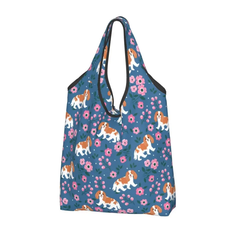 Cavalier King Charles Spaniel Oynayan Bahçe Bakkal Alışveriş Çantaları Alışveriş kol çantası Çantası Taşınabilir Pet Köpek Çanta