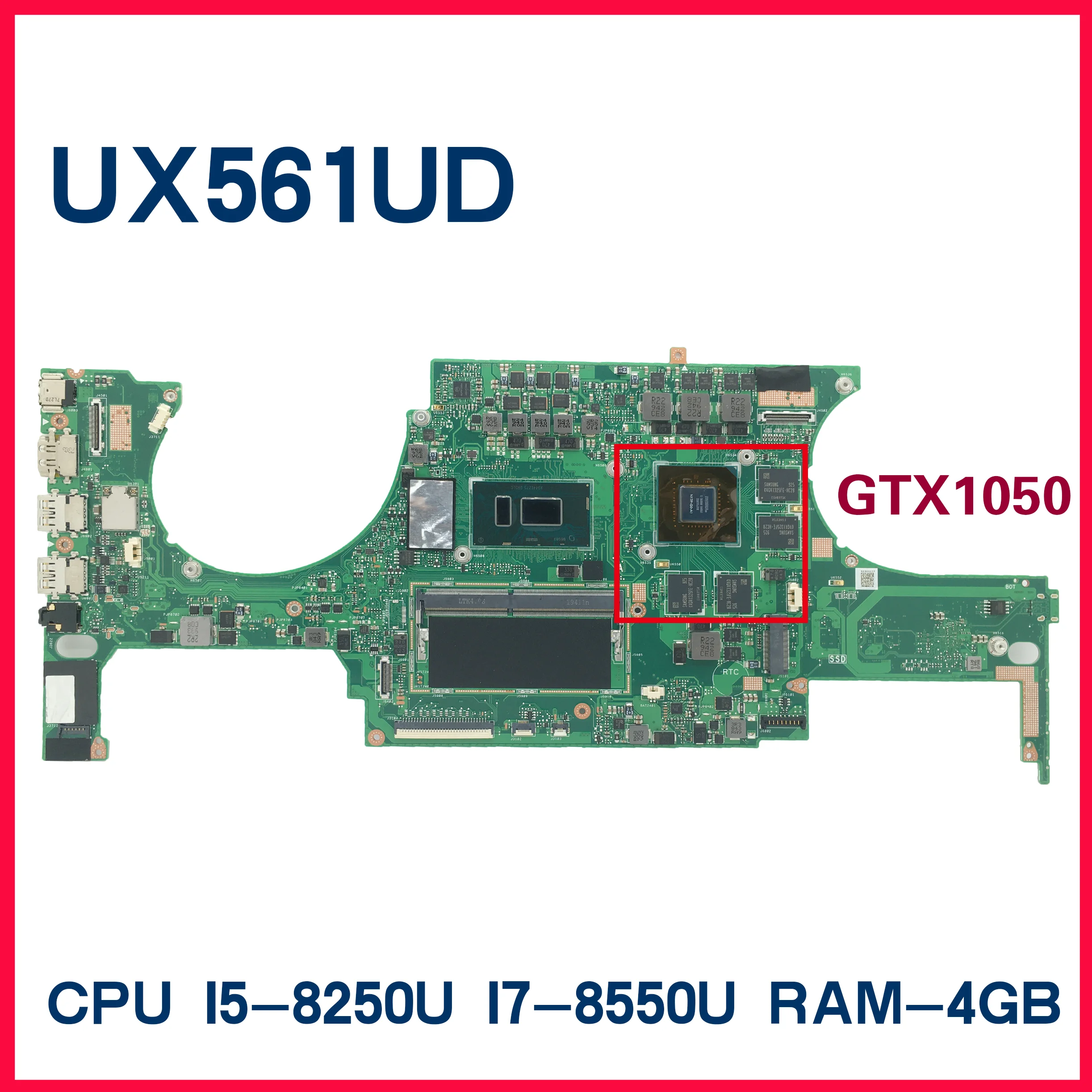 Dınzı UX561UD Anakart ASUS Zenbook Flip UX561UD UX561UN UX561U Laptop Anakart İ5-8250U İ7-8550U GPU GTX1050 RAM 8GB