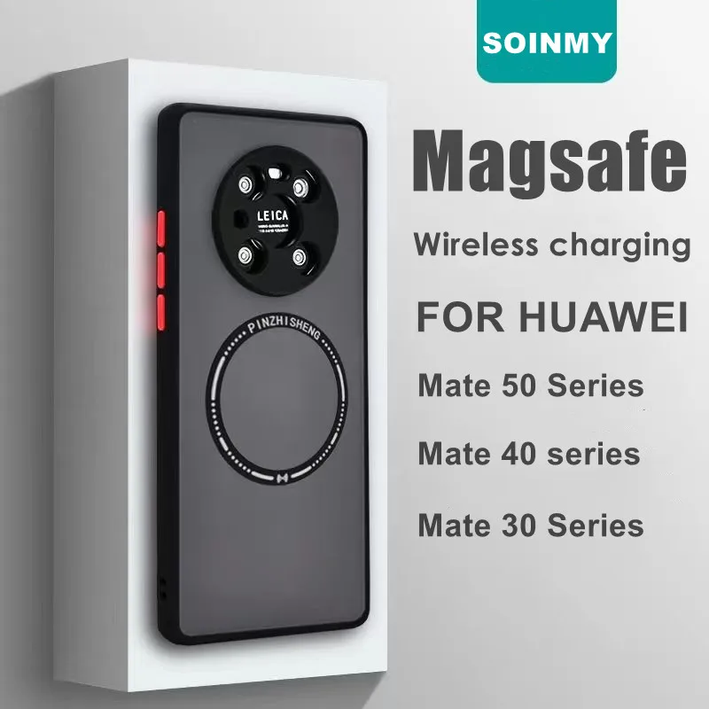 Huawei Mate 50 için 40 30 Pro Magsafe Manyetik Kablosuz Şarj Kılıfları Mat Sert PC Mıknatıs Kapak İçin Huawei P60 P50 P40 P30 Pro