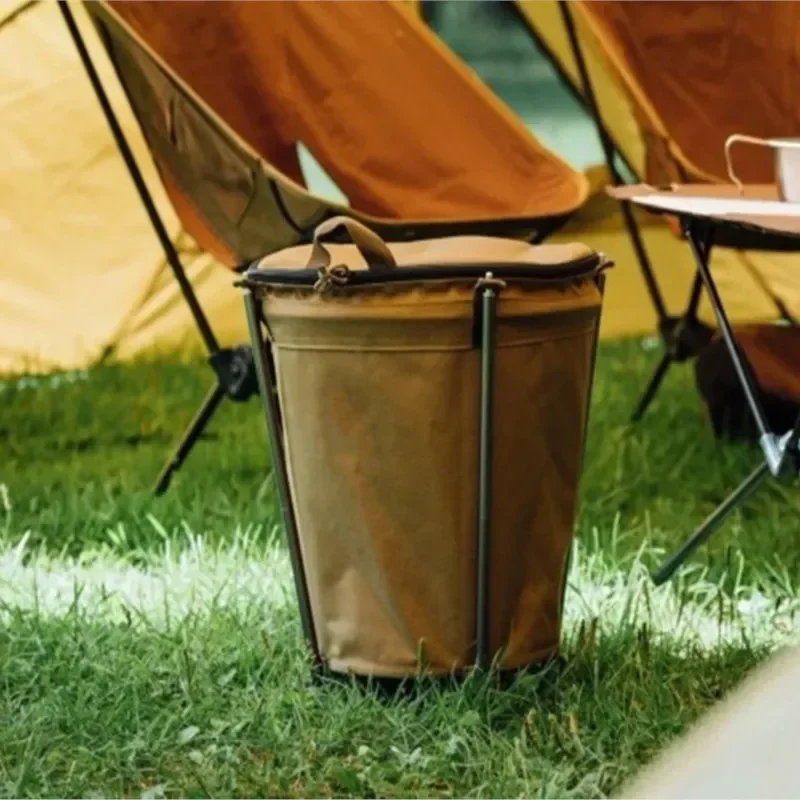 Kendinden Tahrikli Kamp Barbekü Temizleme BARBEKÜ Taşınabilir Silindir Kamp çöp tenekesi Katlanabilir Depolama Sıkıştırılabilir Davul Tuval