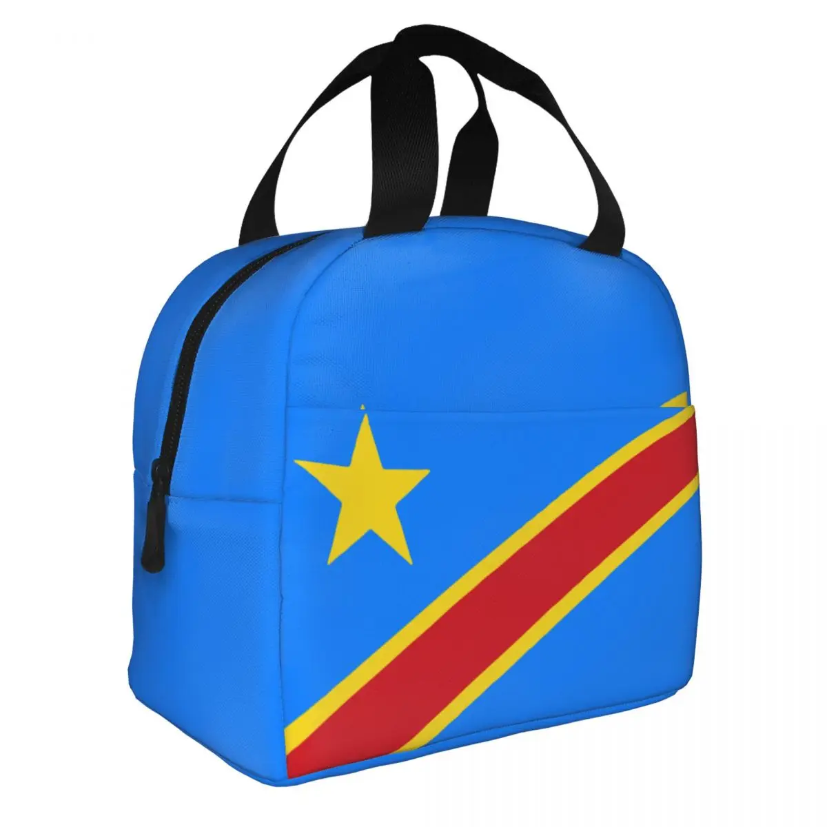 Kongo bayrağı Kinşasa Zaire Yalıtımlı Öğle Yemeği soğutucu çanta Çanta Kullanımlık Yüksek Kapasiteli Tote yemek kabı Gıda saklama çantası Ofis Seyahat