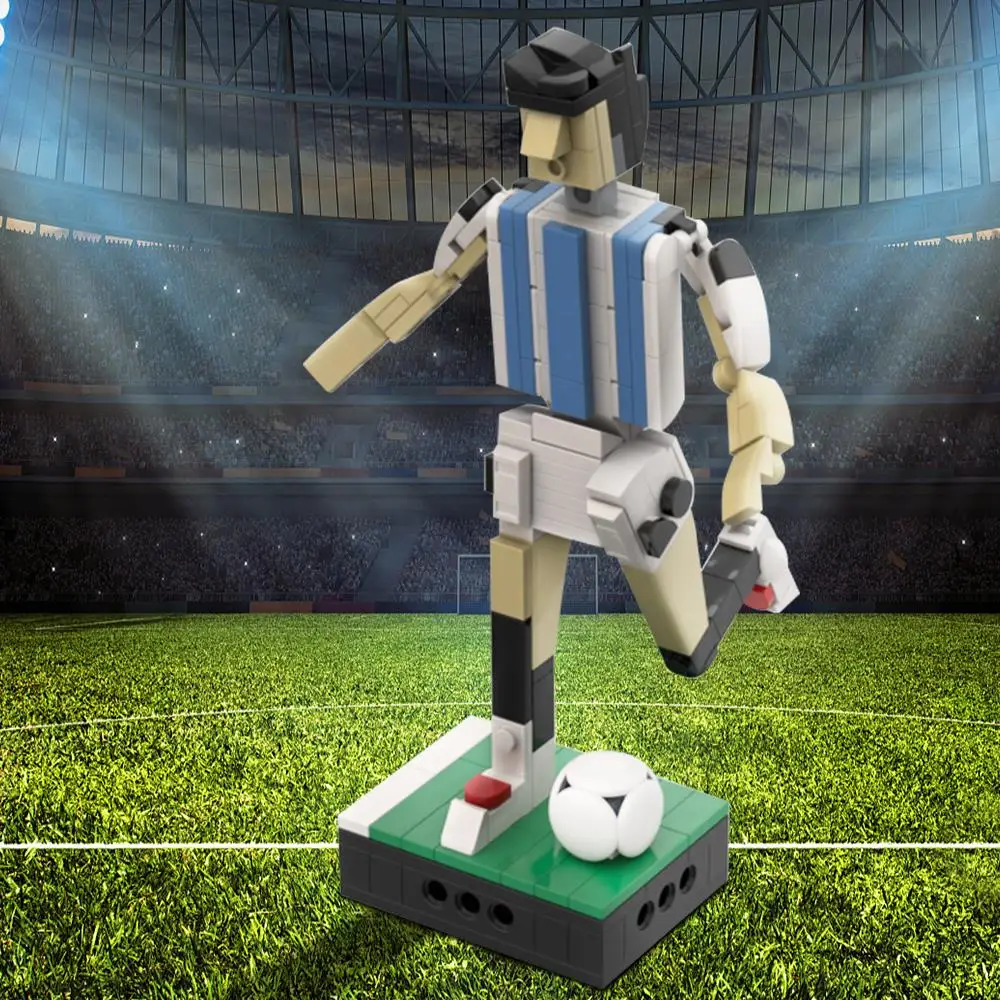 MOC Arjantin Futbol Takımı Oyuncu Yıldız Tuğla Geliştirmek Hobiler Oyuncu Messi Şampiyonu Modeli Yapı Taşı Çocuk Oyuncak doğum günü hediyesi