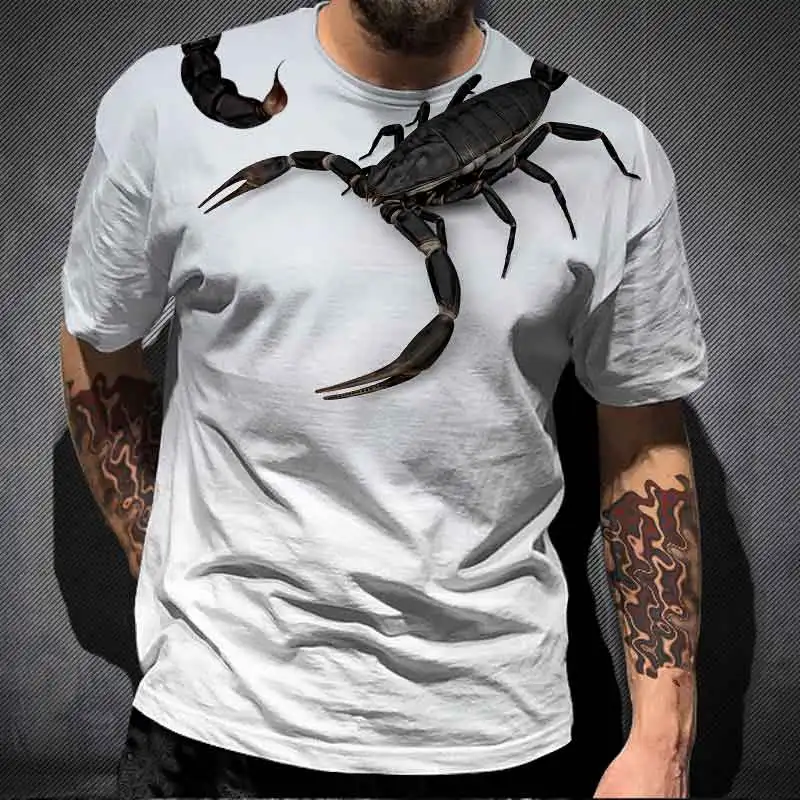 Moda Akrep 3D Baskı T-shirt Yaz Erkek Hip Hop T Shirt Casual Kısa Kollu Büyük Boy Tees Harajuku Streetwear Çocuklar Üstleri