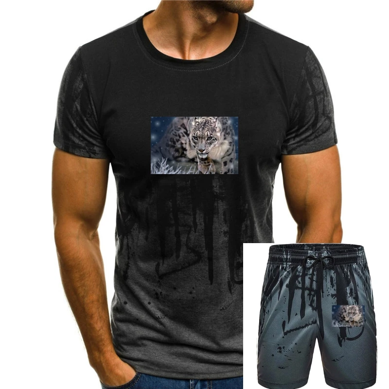 Moda Kar Leopar Erkekler siyah kısa kollu t-shirt Tops & Tees Pamuk Giyim 3D Dijital Baskı Kendi T Shirt