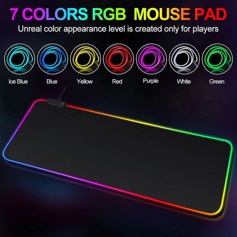 RGB Aydınlık Saf Siyah Mouse Pad Kalınlaşmış Şifreli Büyük kaymaz Serin E-spor Oyunu ofis masası Pad