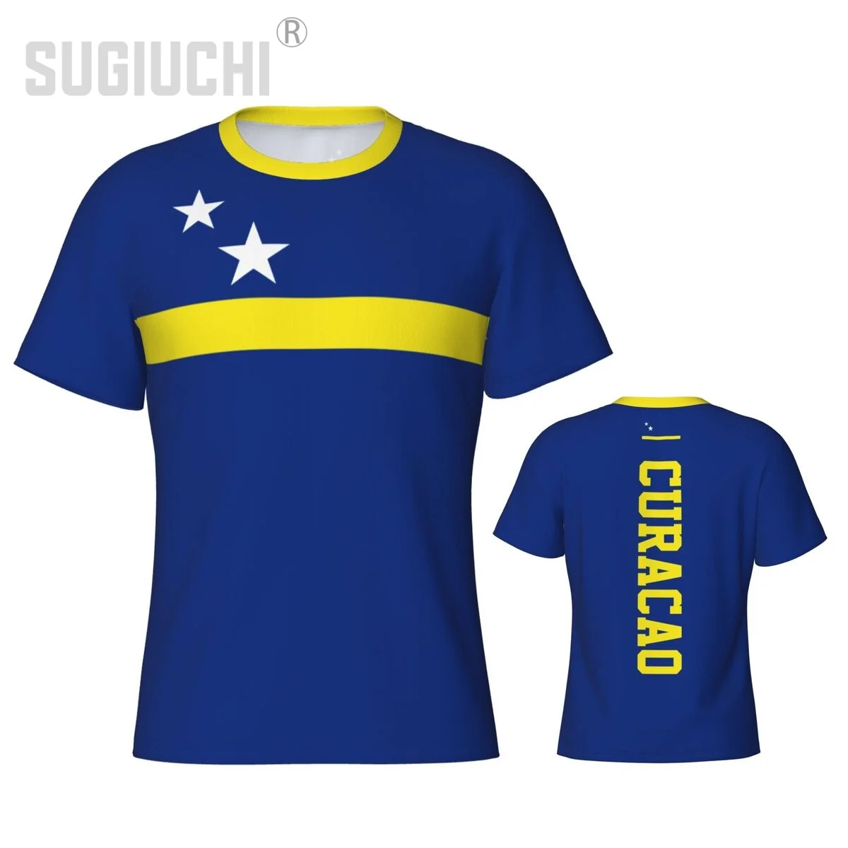 Sıkı spor tişört Curacao Bayrağı 3D Erkekler Kadınlar İçin Tees forması Elbise Futbol Futbol Taraftarları Hediye Vatansever T shirt