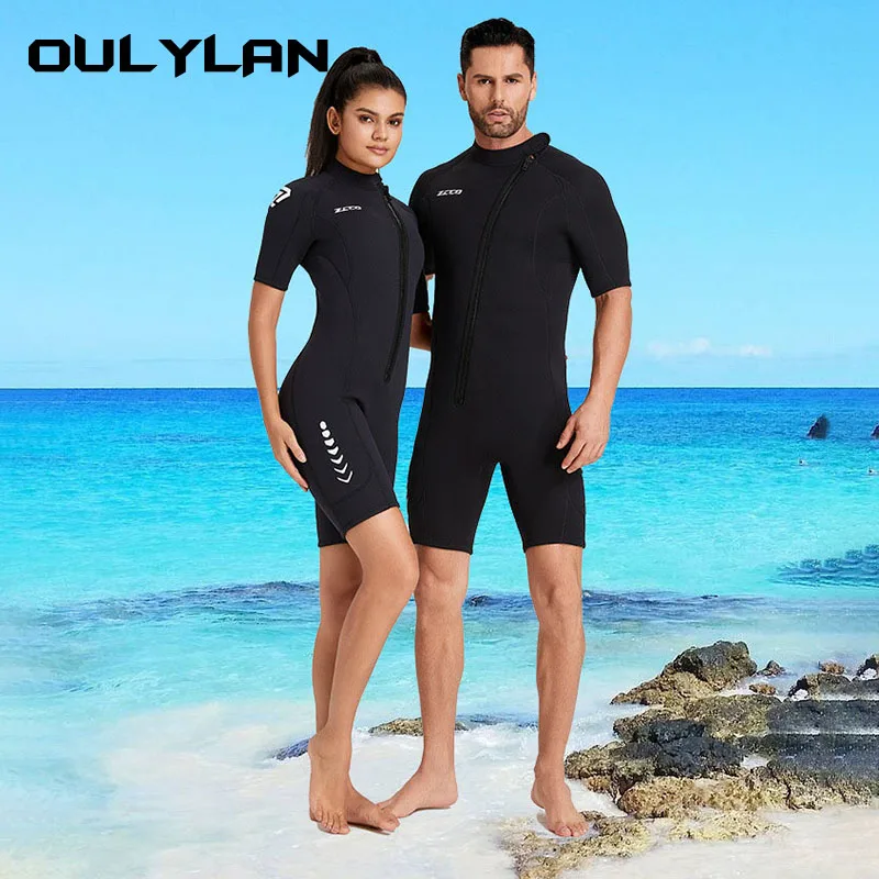 Yeni 3MM Neopren Wetsuit Erkekler Sıcak Tutmak Mayo Tüplü Serbest dalgıç kıyafeti Kısa Kollu Sörf Şnorkel Takım Elbise Kadın Mayo