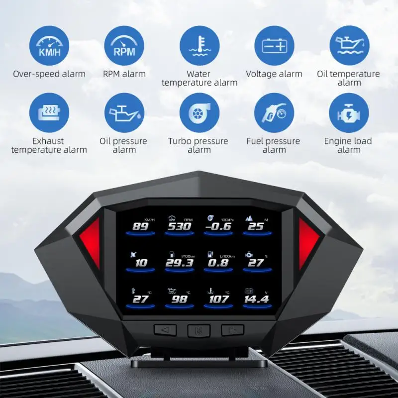 YENİ HUD Araba Sürüş Bilgisayar GPS OBD Çift Sistemi Head Up Display Seti 3.5 İnç Ölçer Kilometre Eğim Ölçer Aksesuarları