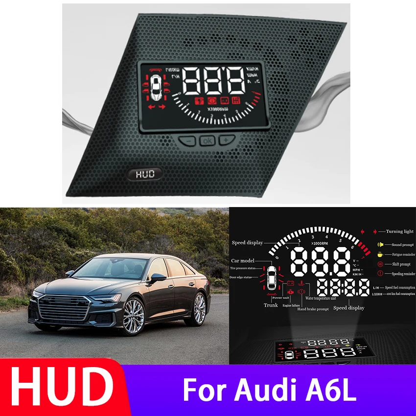 Yüksek Kaliteli Araba HUD HEAD Up Display Dijital Kilometre Audi A6L Sürüş Sn OBD veri projektörü Cam